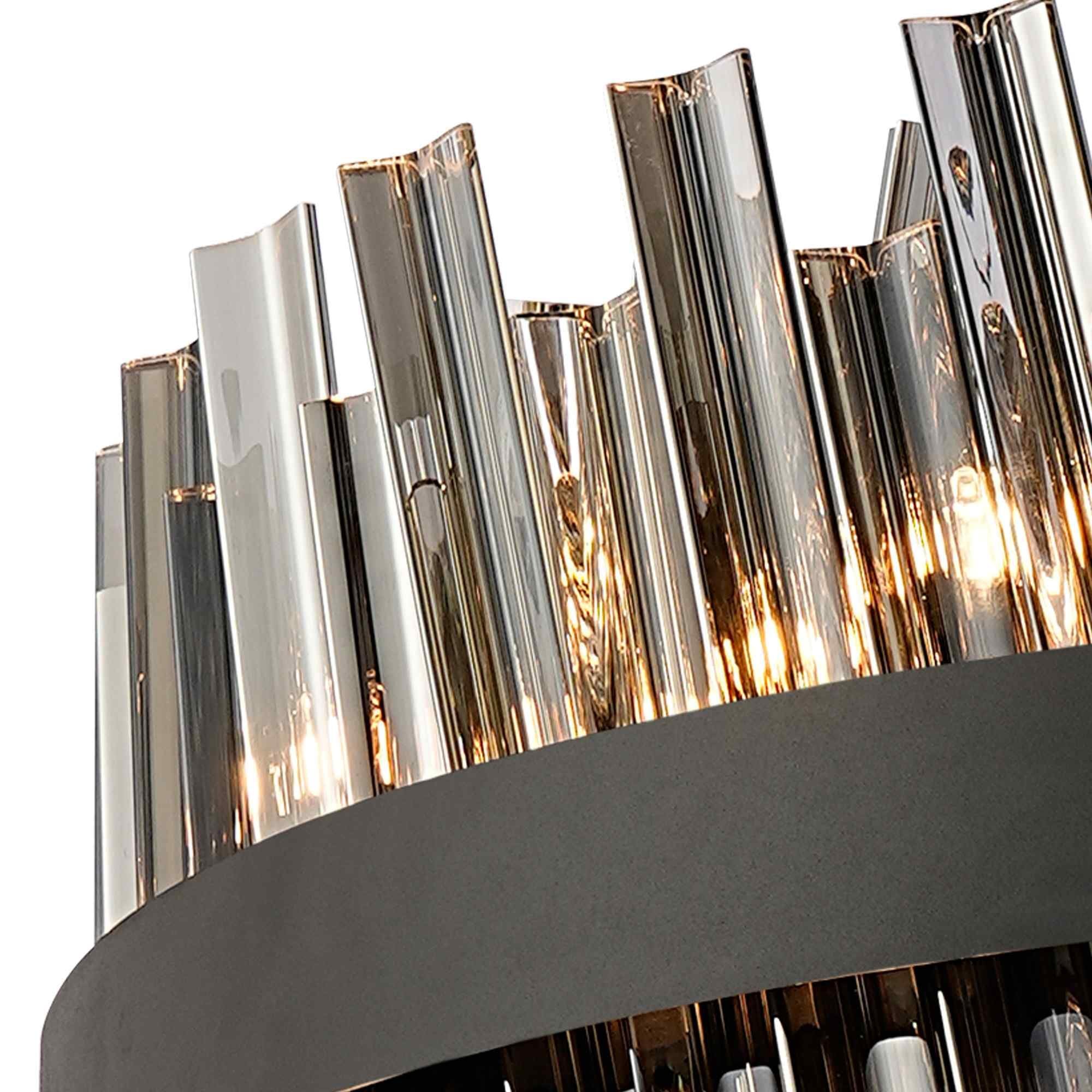 NL9502BL/SM9 Kaffer 24 Light Round Pendant Satin Black Smoke