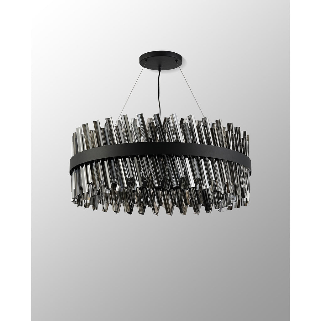 NL9502BL/SM9 Kaffer 24 Light Round Pendant Satin Black Smoke