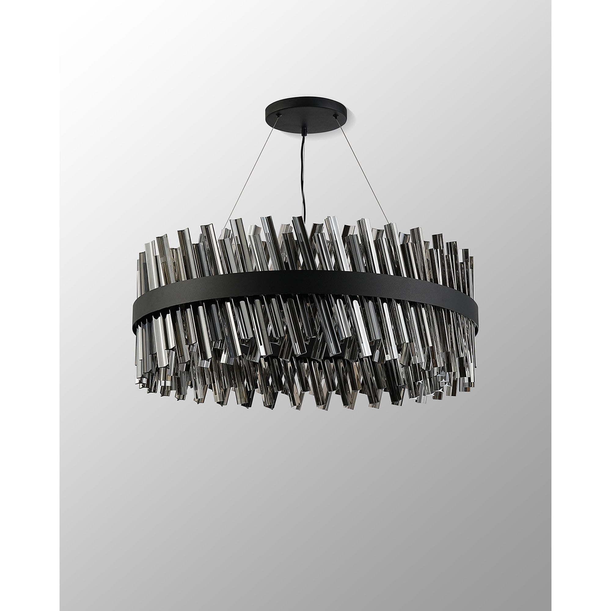 NL9502BL/SM9 Kaffer 24 Light Round Pendant Satin Black Smoke