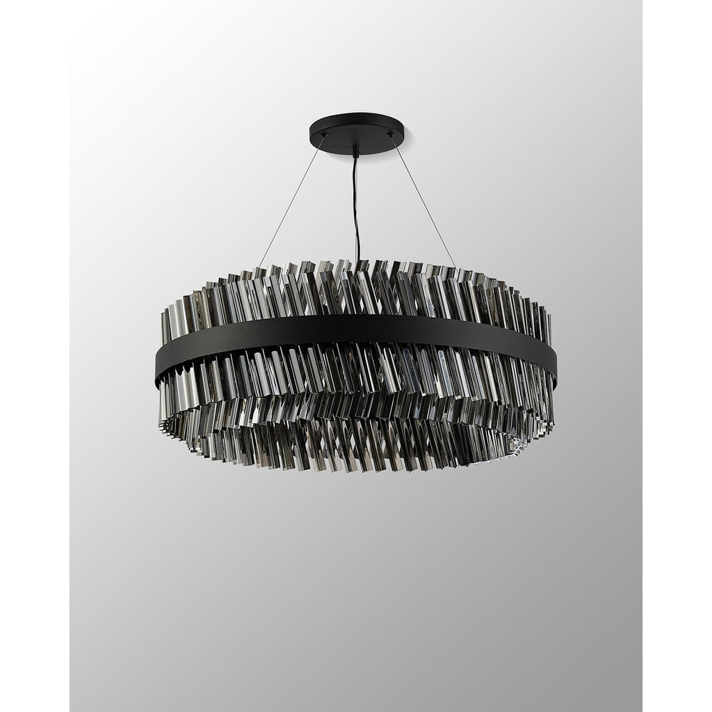 NL9502BL/SM9 Kaffer 24 Light Round Pendant Satin Black Smoke