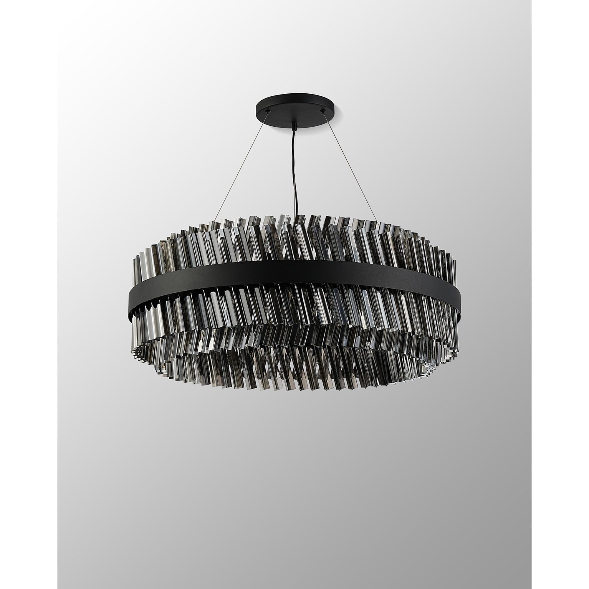 NL9502BL/SM9 Kaffer 24 Light Round Pendant Satin Black Smoke