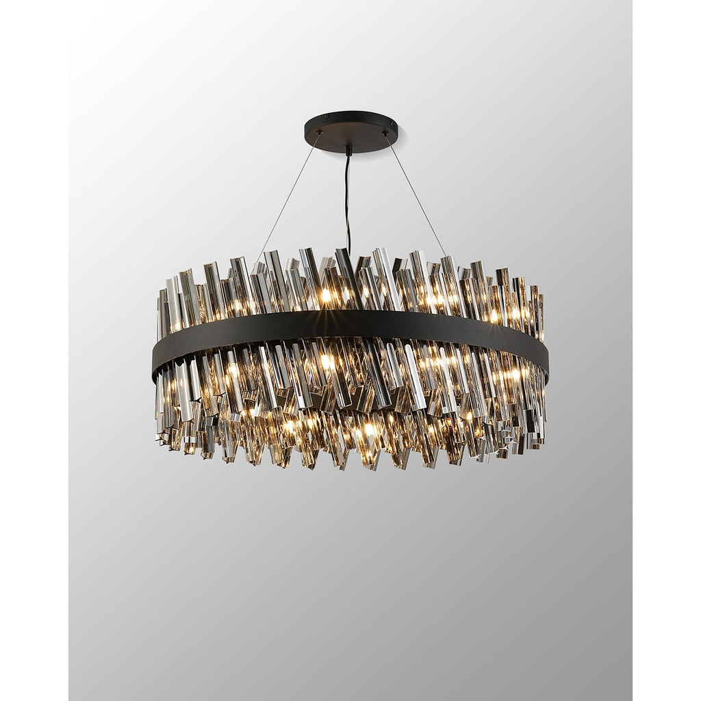 NL9502BL/SM9 Kaffer 24 Light Round Pendant Satin Black Smoke
