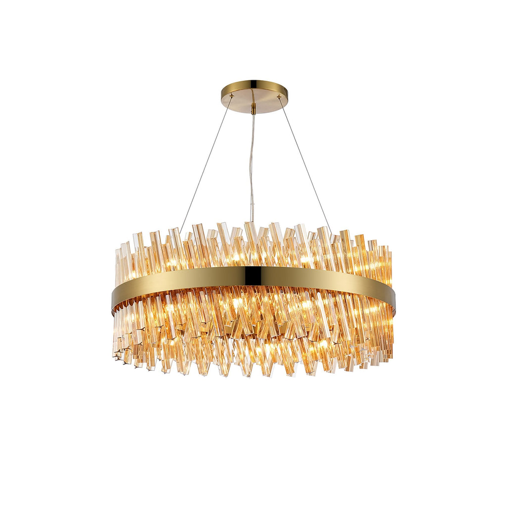 NL9502BR/AM9 Kaffer 24 Light Round Pendant Brass Amber