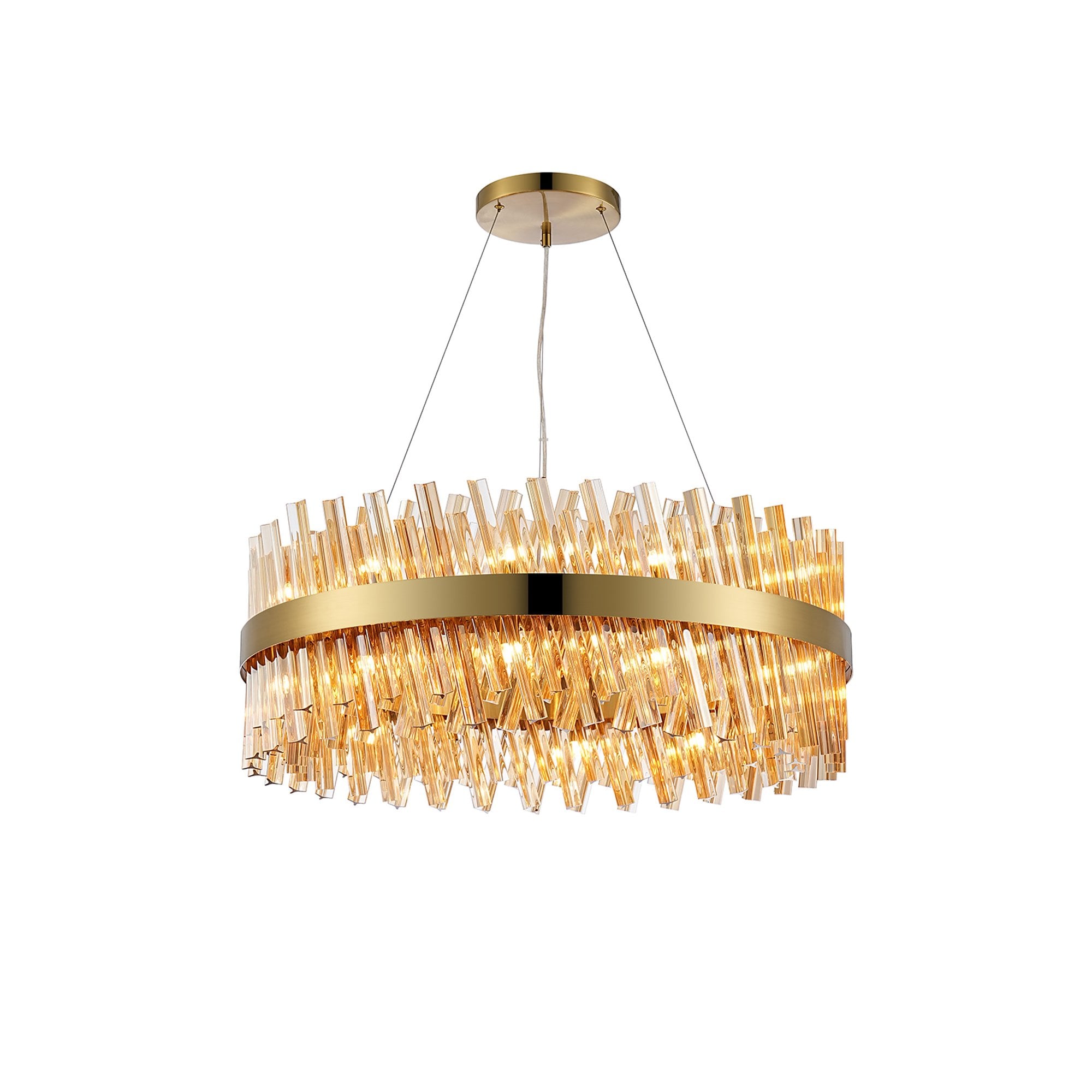 NL9502BR/AM9 Kaffer 24 Light Round Pendant Brass Amber