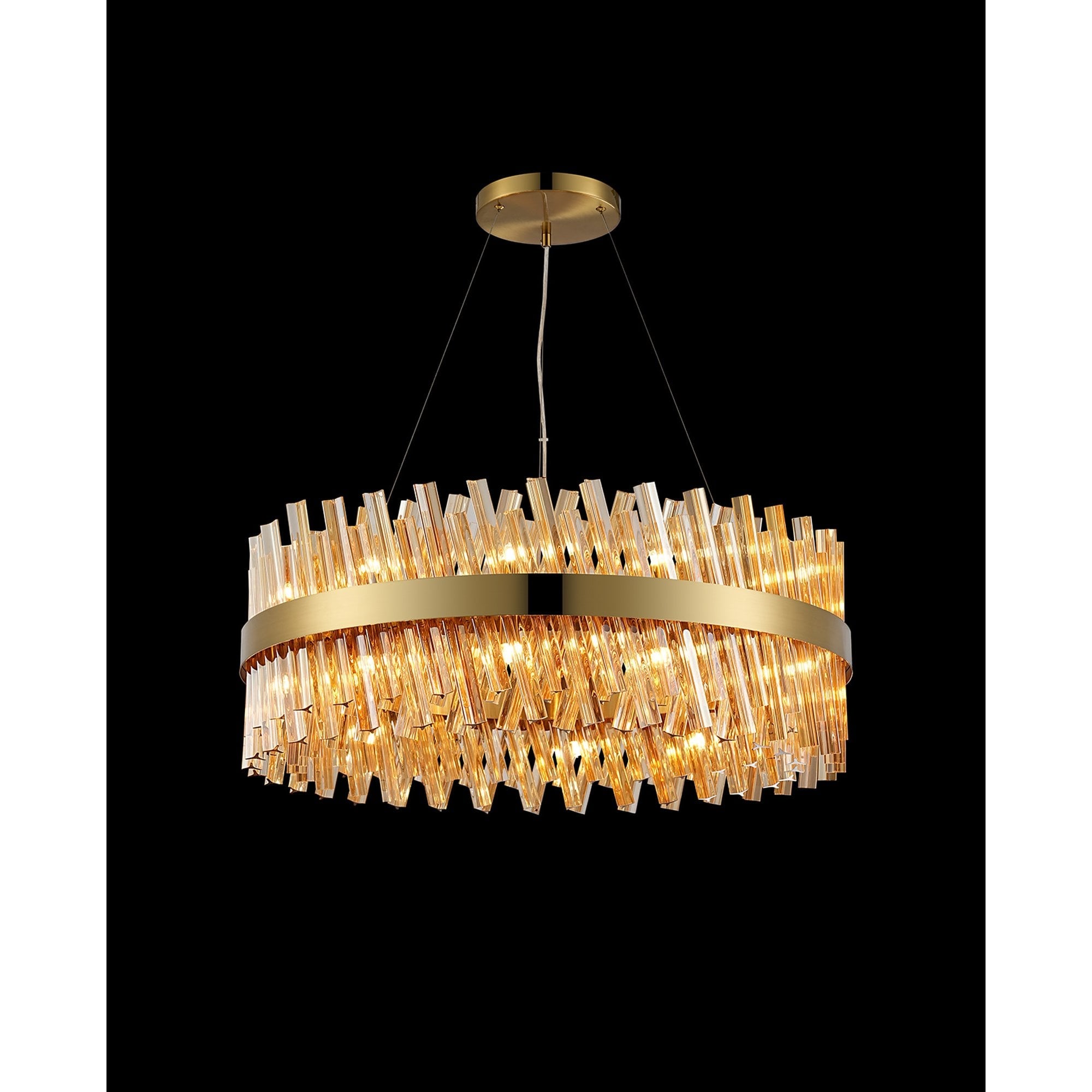 NL9502BR/AM9 Kaffer 24 Light Round Pendant Brass Amber