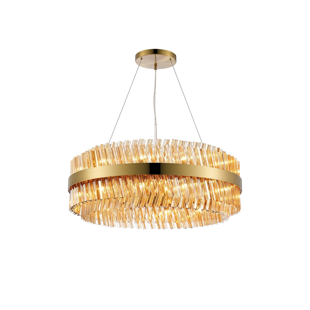 NL9502BR/AM9 Kaffer 24 Light Round Pendant Brass Amber