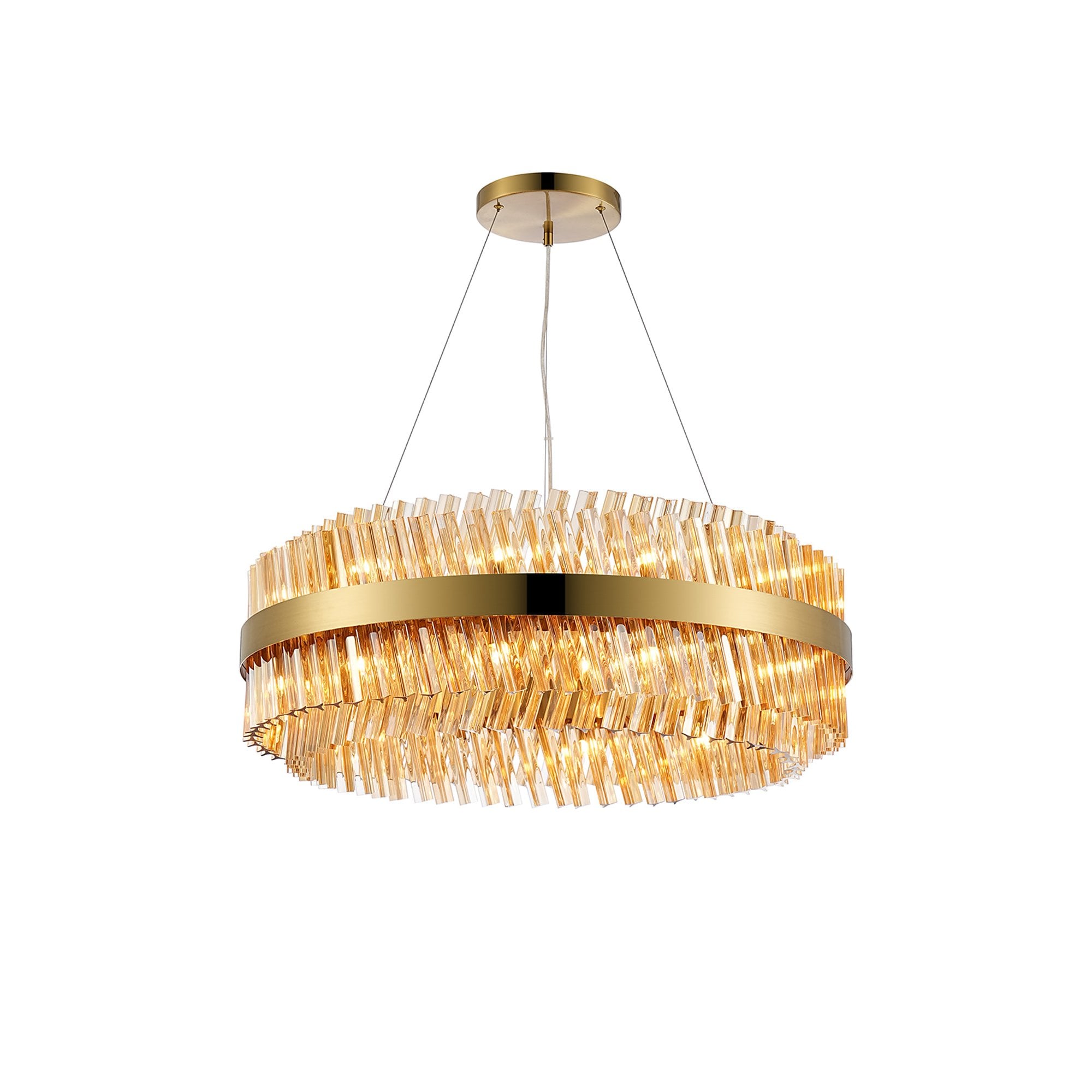NL9502BR/AM9 Kaffer 24 Light Round Pendant Brass Amber