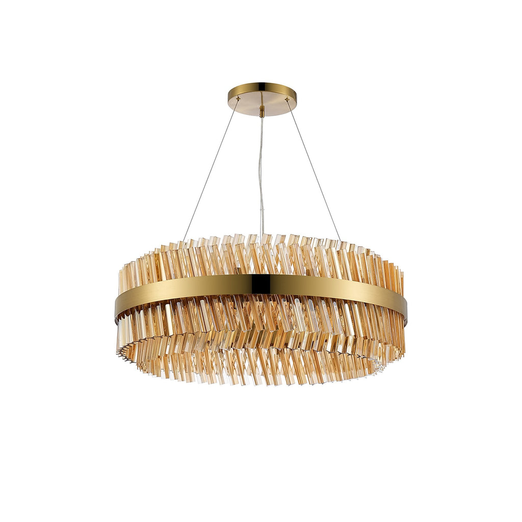 NL9502BR/AM9 Kaffer 24 Light Round Pendant Brass Amber