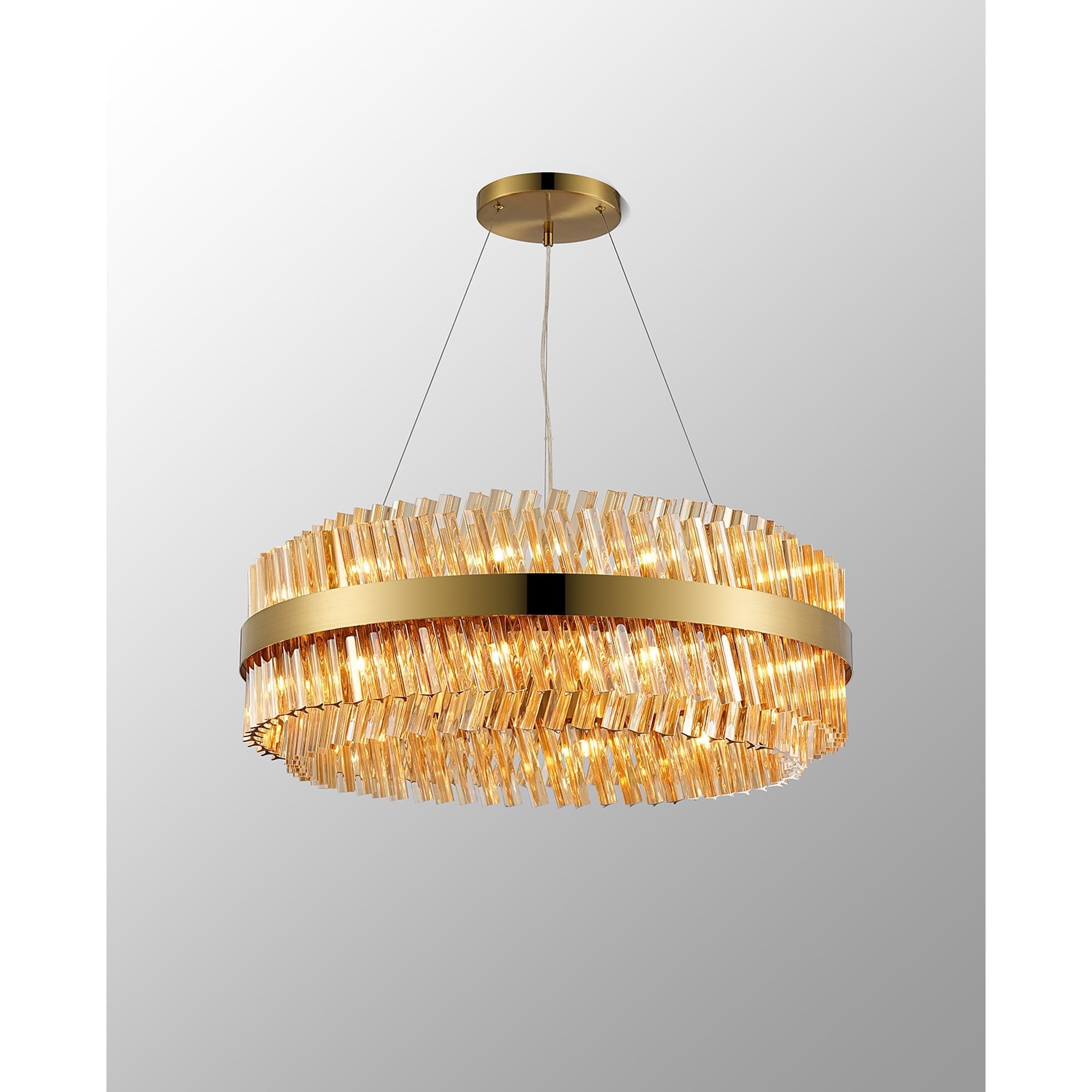 NL9502BR/AM9 Kaffer 24 Light Round Pendant Brass Amber
