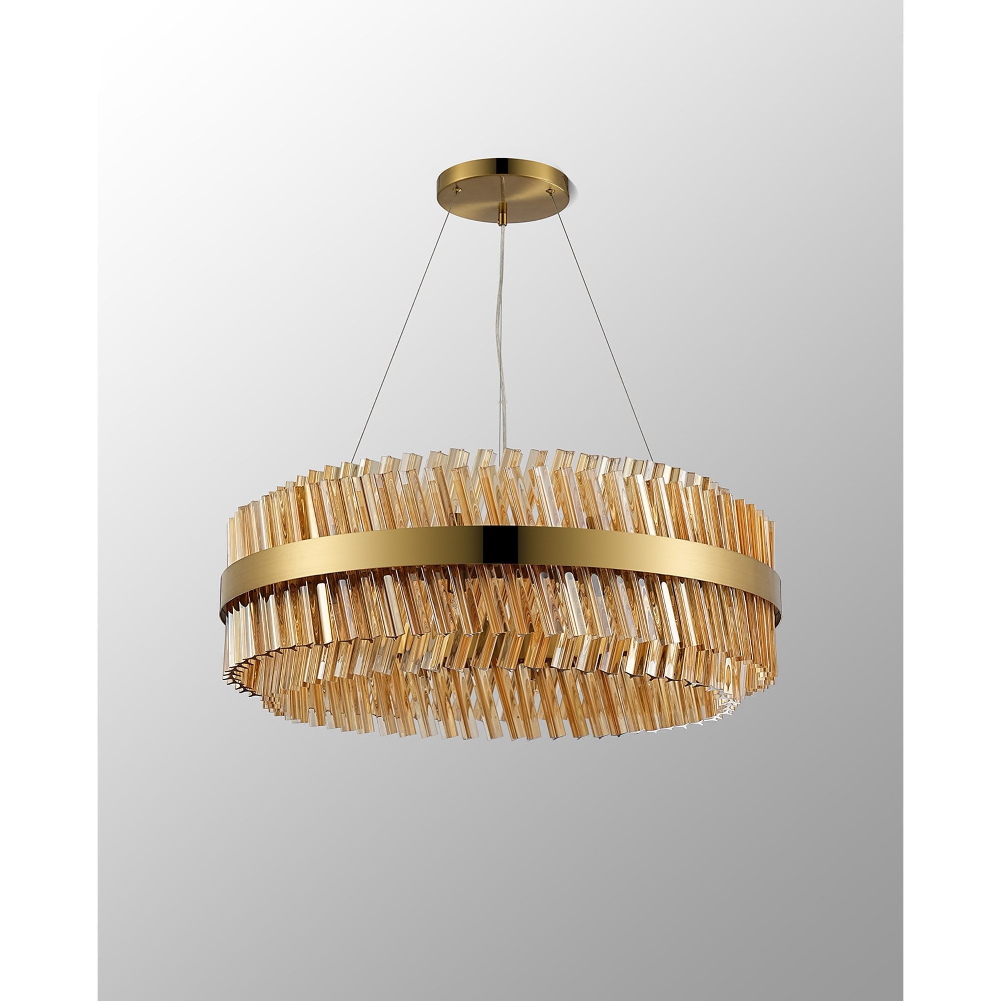 NL9502BR/AM9 Kaffer 24 Light Round Pendant Brass Amber