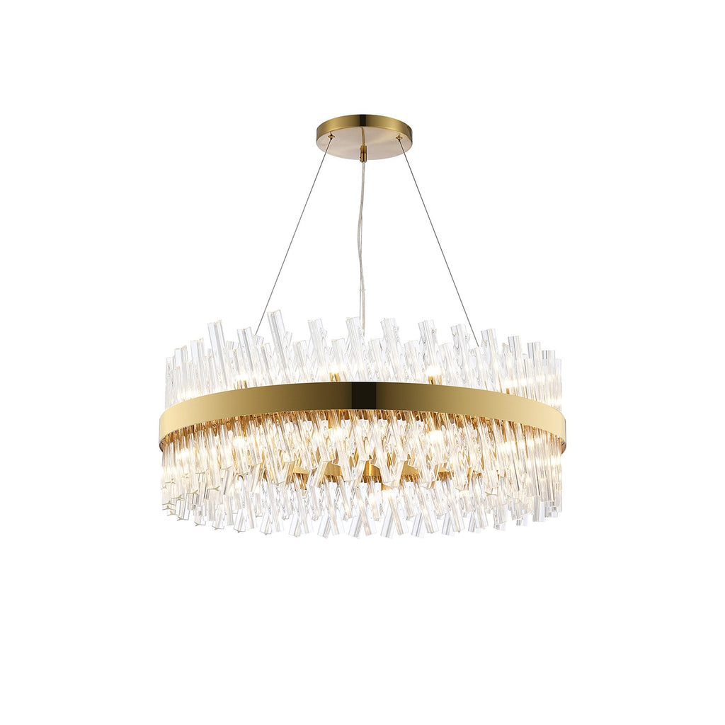 NL9502BR/CL9 Kaffer 24 Light Round Pendant Brass Clear