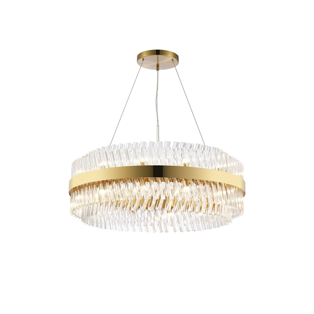 NL9502BR/CL9 Kaffer 24 Light Round Pendant Brass Clear