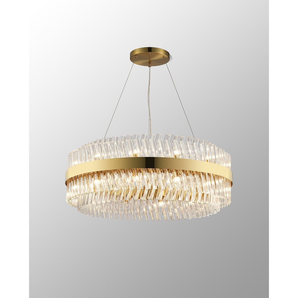 NL9502BR/CL9 Kaffer 24 Light Round Pendant Brass Clear