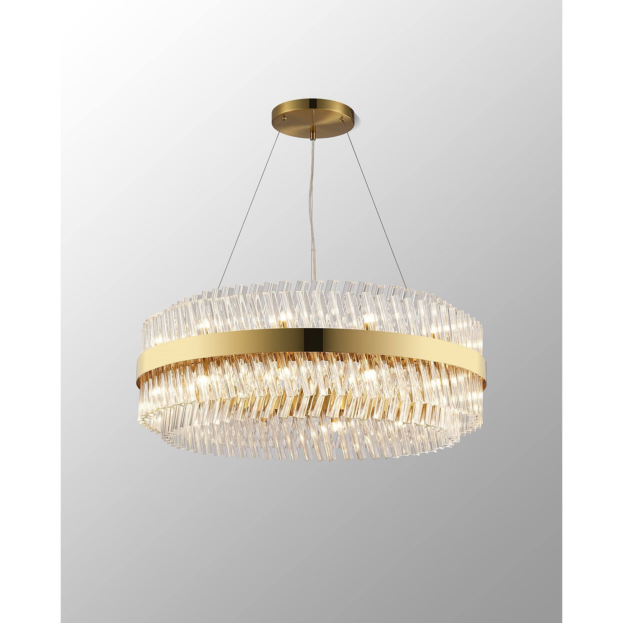 NL9502BR/CL9 Kaffer 24 Light Round Pendant Brass Clear
