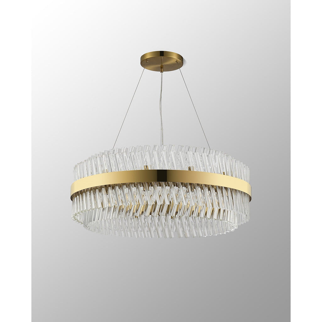NL9502BR/CL9 Kaffer 24 Light Round Pendant Brass Clear