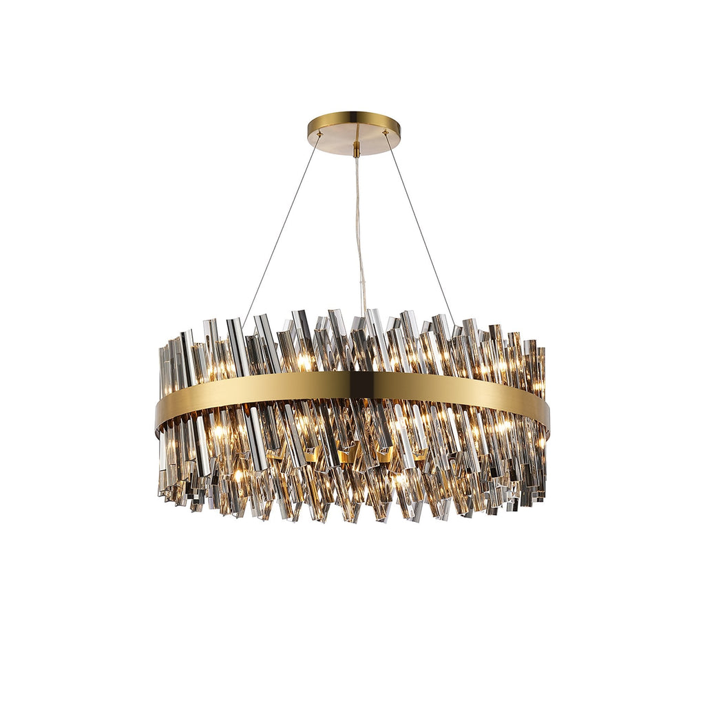 NL9502BR/SM9 Kaffer 24 Light Round Pendant Brass Smoke