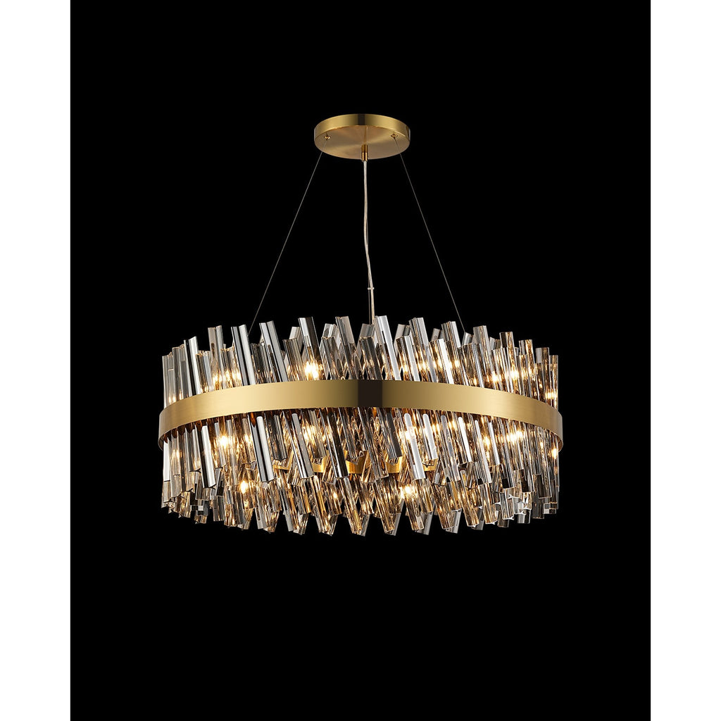 NL9502BR/SM9 Kaffer 24 Light Round Pendant Brass Smoke