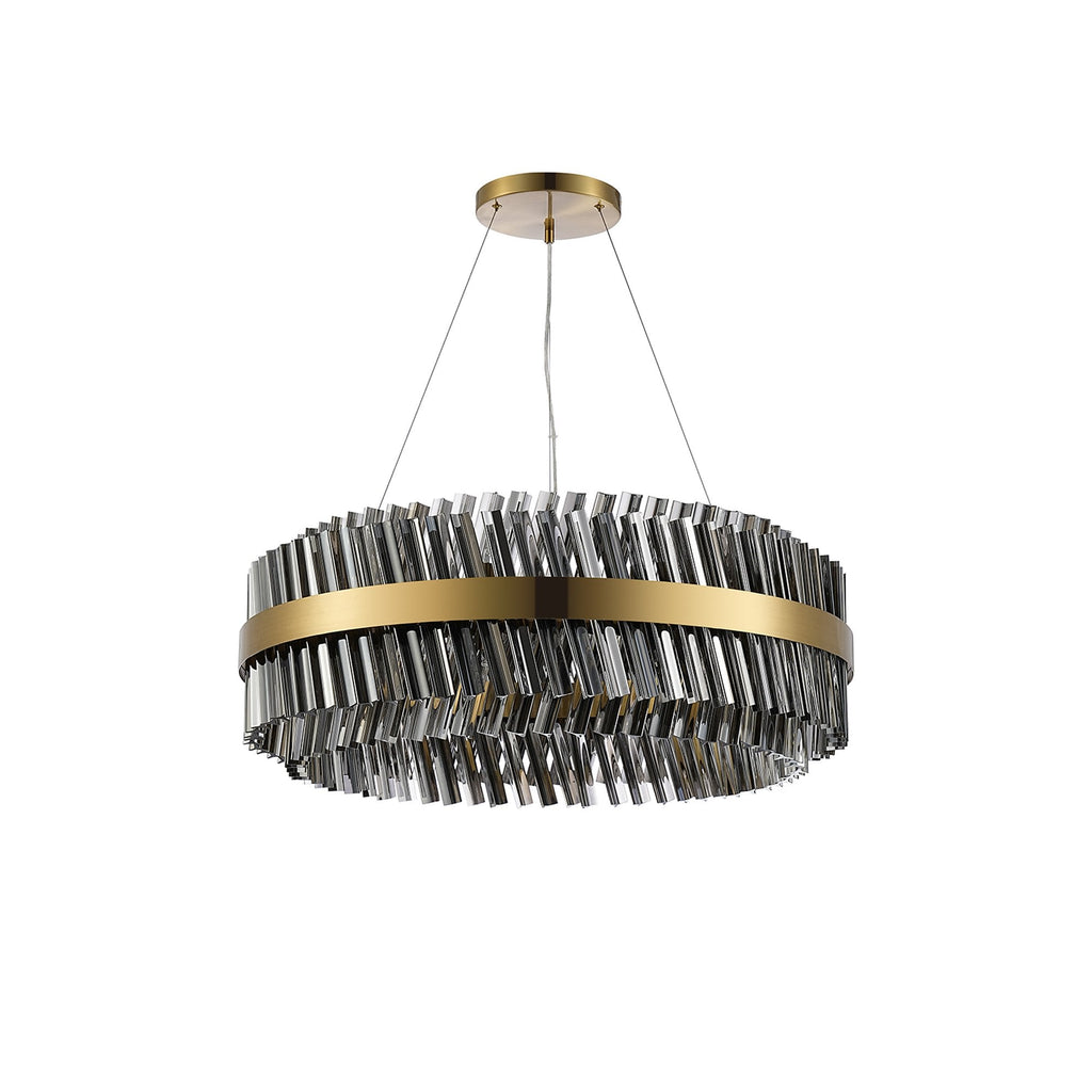 NL9502BR/SM9 Kaffer 24 Light Round Pendant Brass Smoke
