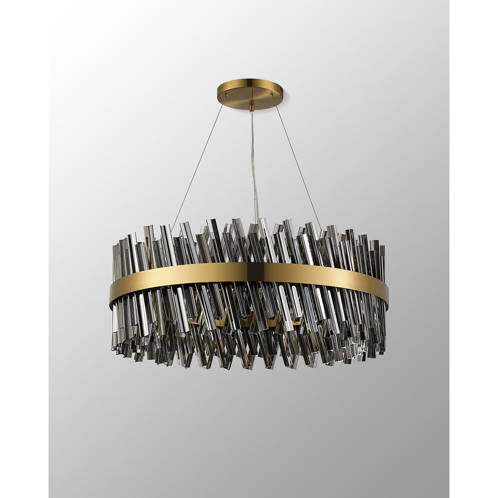 NL9502BR/SM9 Kaffer 24 Light Round Pendant Brass Smoke