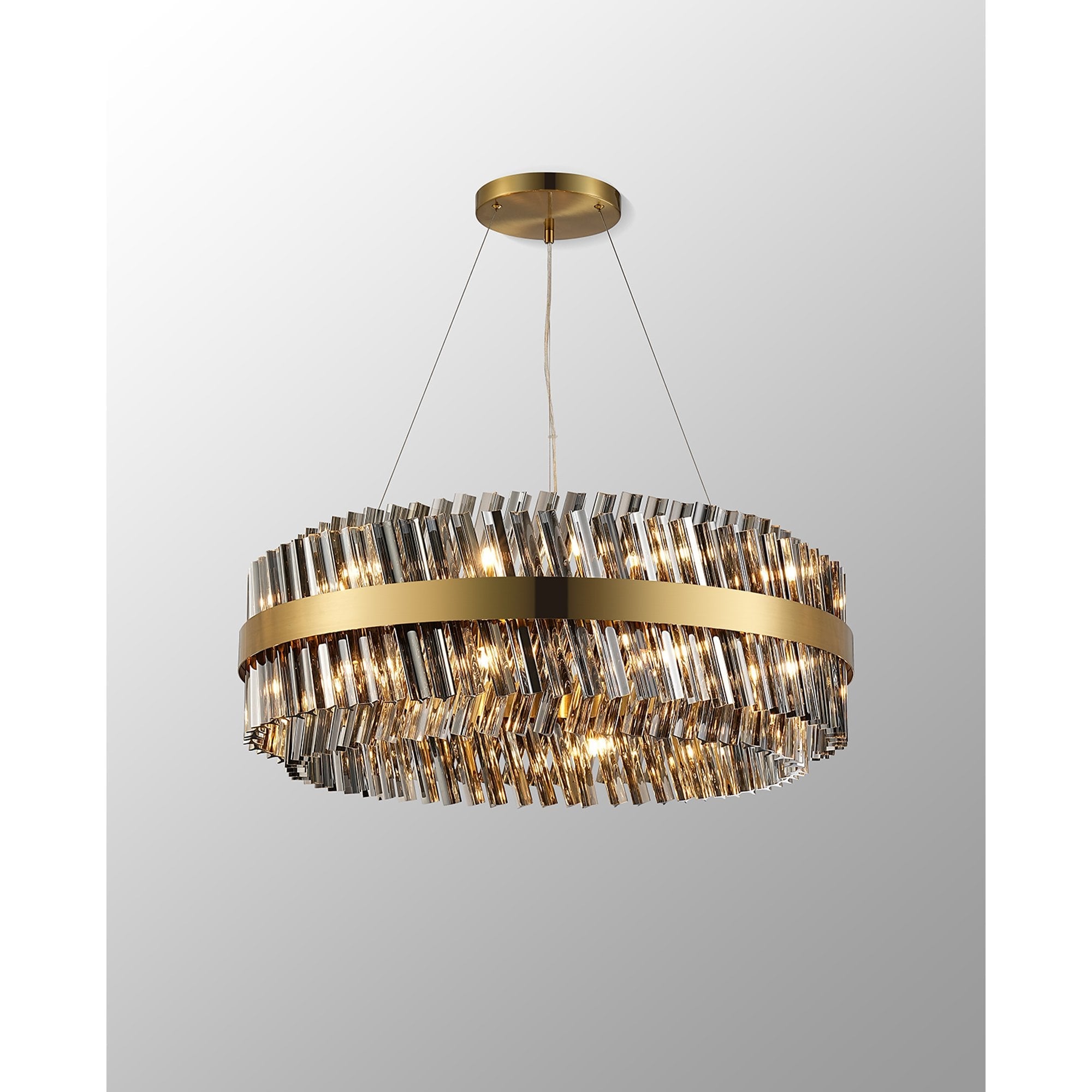 NL9502BR/SM9 Kaffer 24 Light Round Pendant Brass Smoke