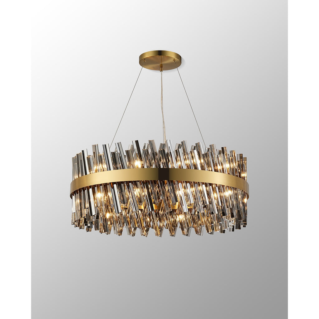 NL9502BR/SM9 Kaffer 24 Light Round Pendant Brass Smoke