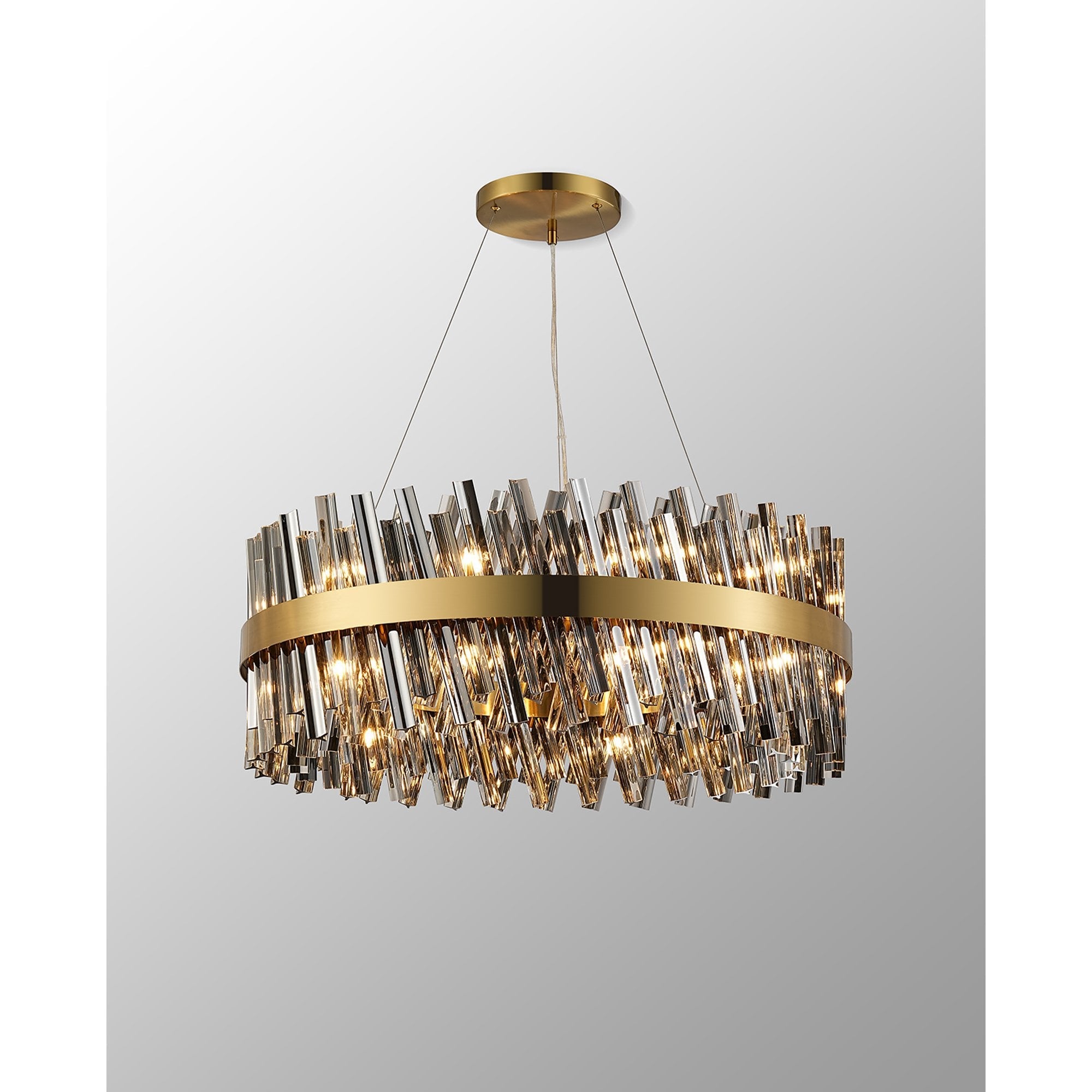 NL9502BR/SM9 Kaffer 24 Light Round Pendant Brass Smoke