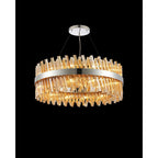 NL9502PN/AM9 Kaffer 24 Light Round Pendant Polished Nickel Amber