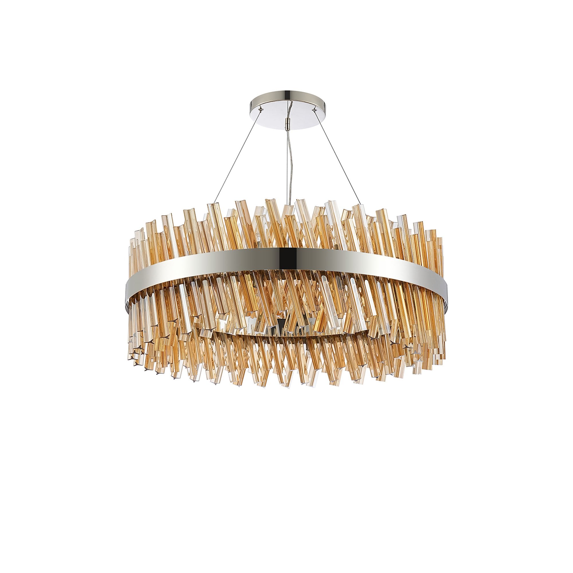 NL9502PN/AM9 Kaffer 24 Light Round Pendant Polished Nickel Amber