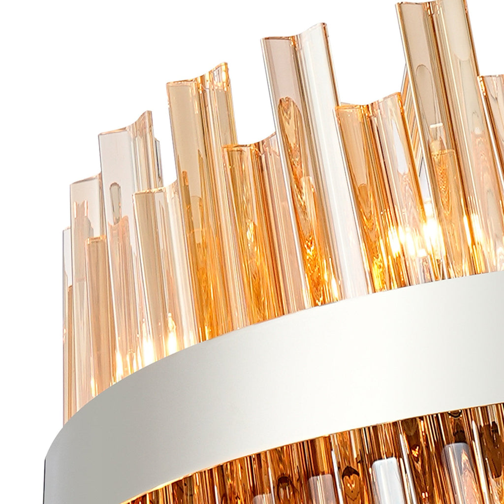 NL9502PN/AM9 Kaffer 24 Light Round Pendant Polished Nickel Amber