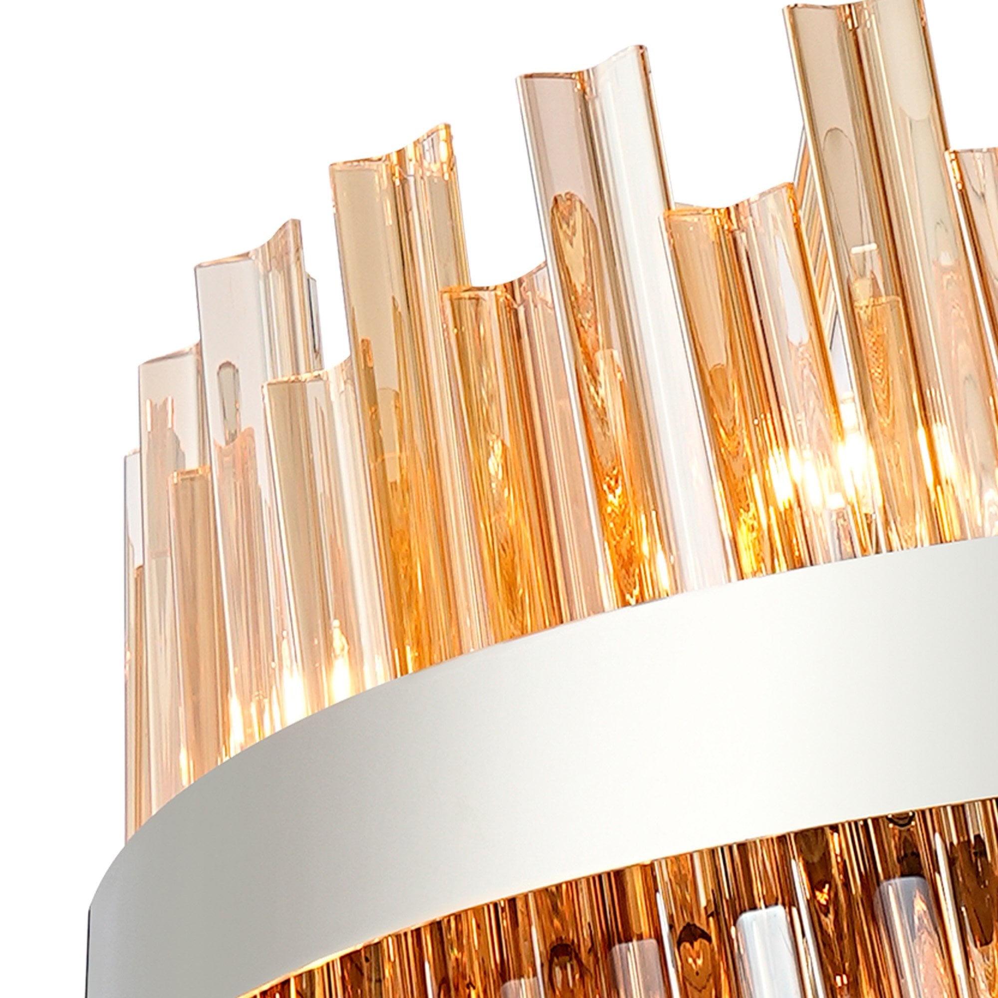 NL9502PN/AM9 Kaffer 24 Light Round Pendant Polished Nickel Amber