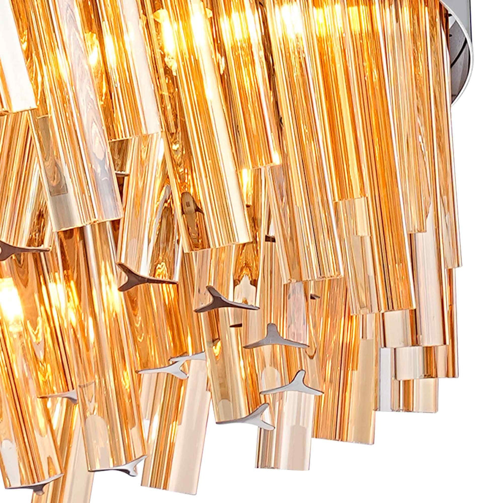 NL9502PN/AM9 Kaffer 24 Light Round Pendant Polished Nickel Amber
