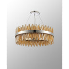 NL9502PN/AM9 Kaffer 24 Light Round Pendant Polished Nickel Amber
