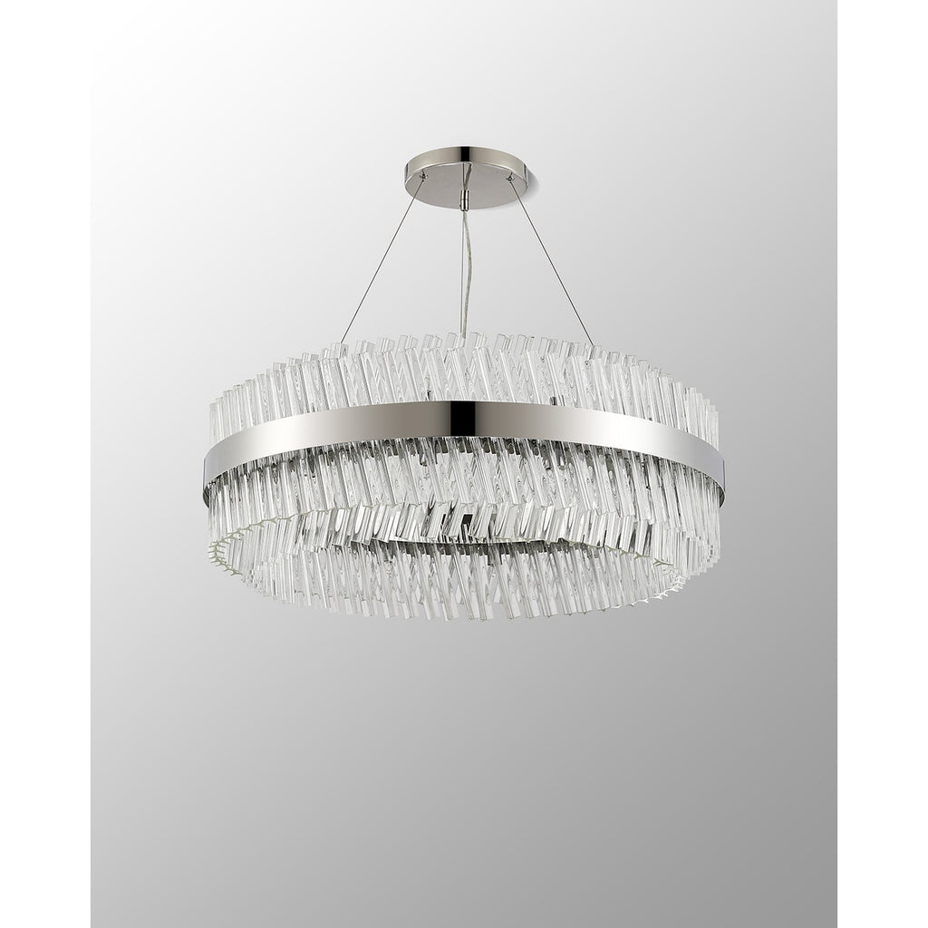 NL9502PN/CL9 Kaffer 24 Light Round Pendant Polished Nickel Clear