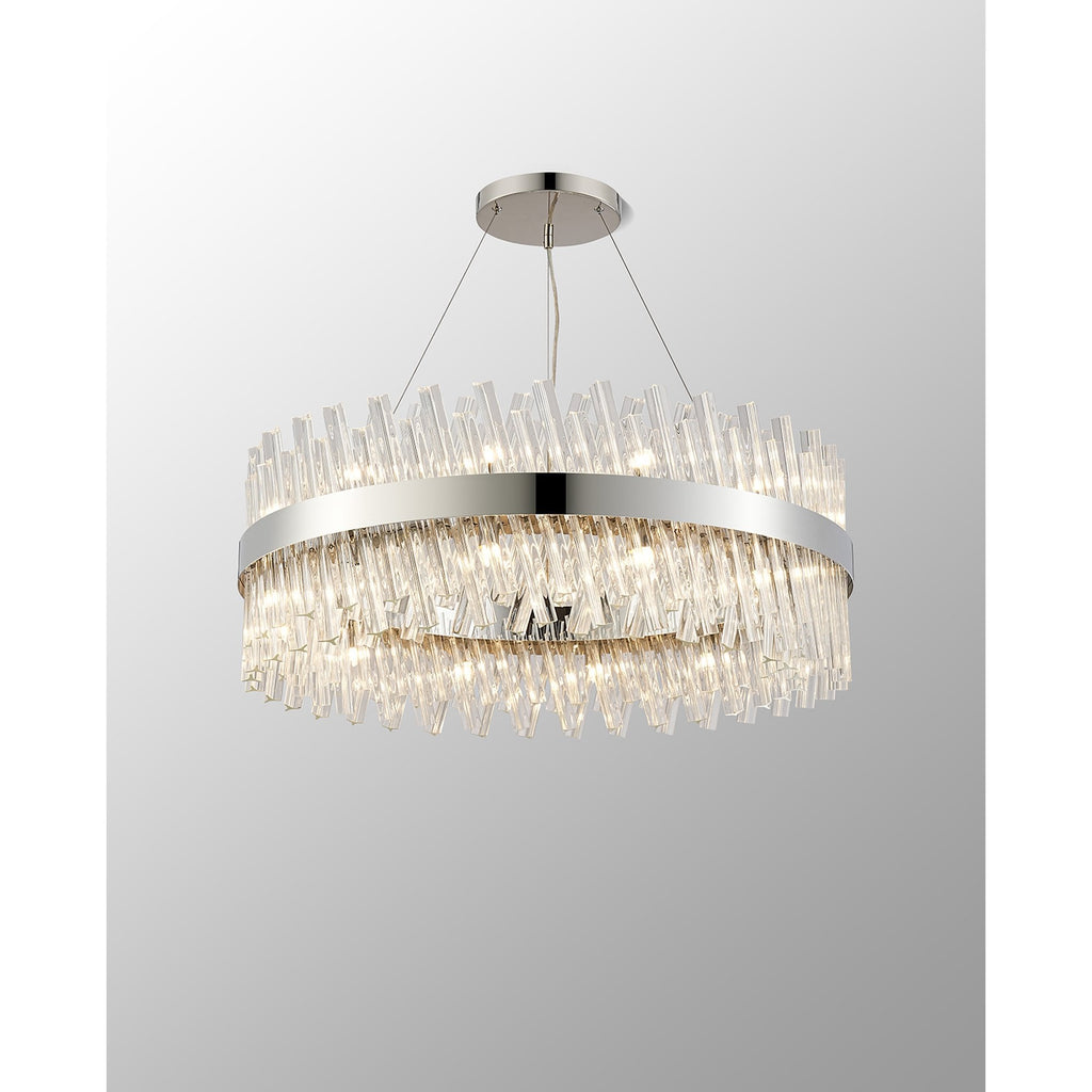 NL9502PN/CL9 Kaffer 24 Light Round Pendant Polished Nickel Clear