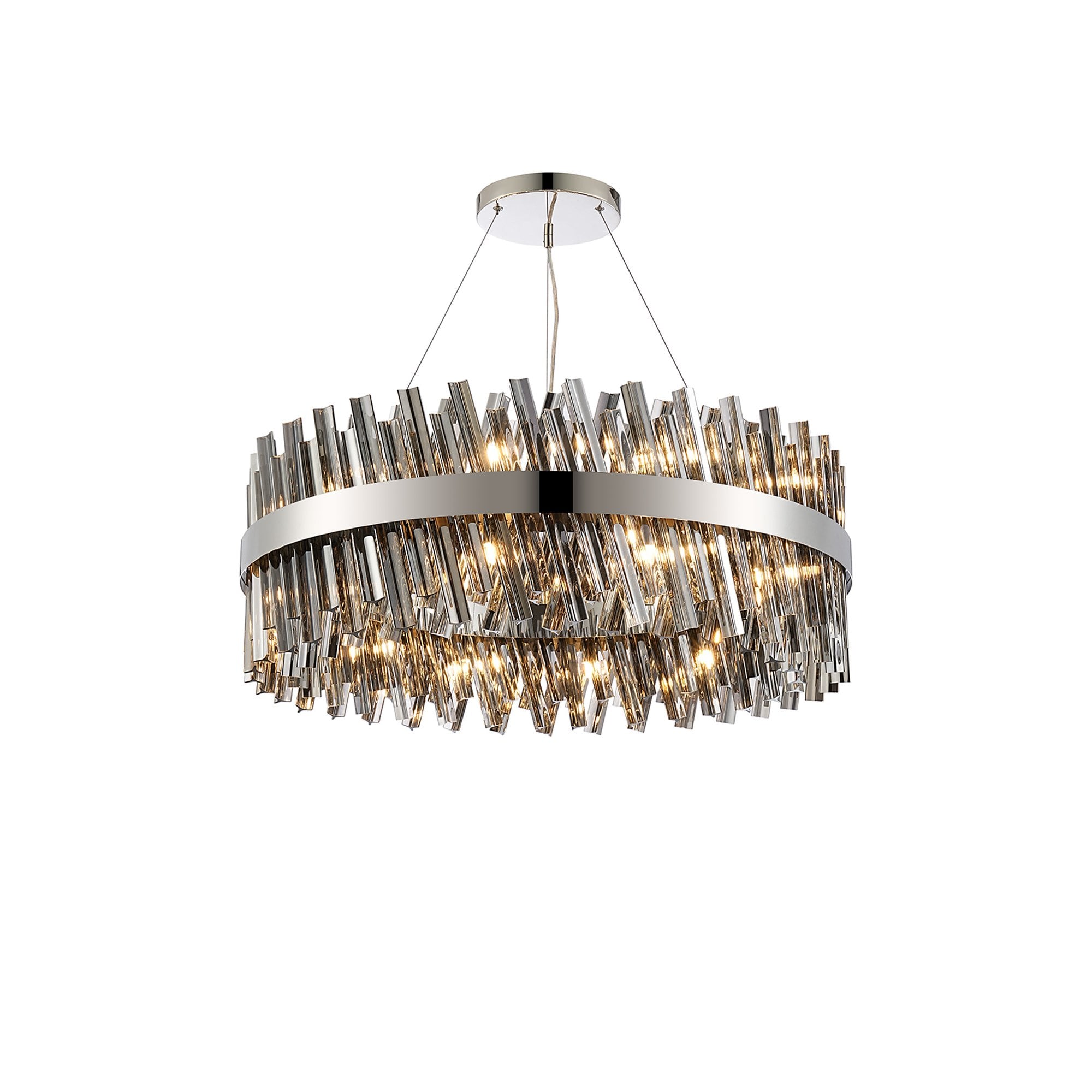 NL9502PN/SM9 Kaffer 24 Light Round Pendant Polished Nickel Smoke