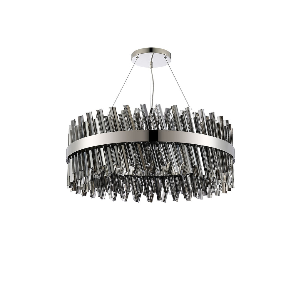 NL9502PN/SM9 Kaffer 24 Light Round Pendant Polished Nickel Smoke