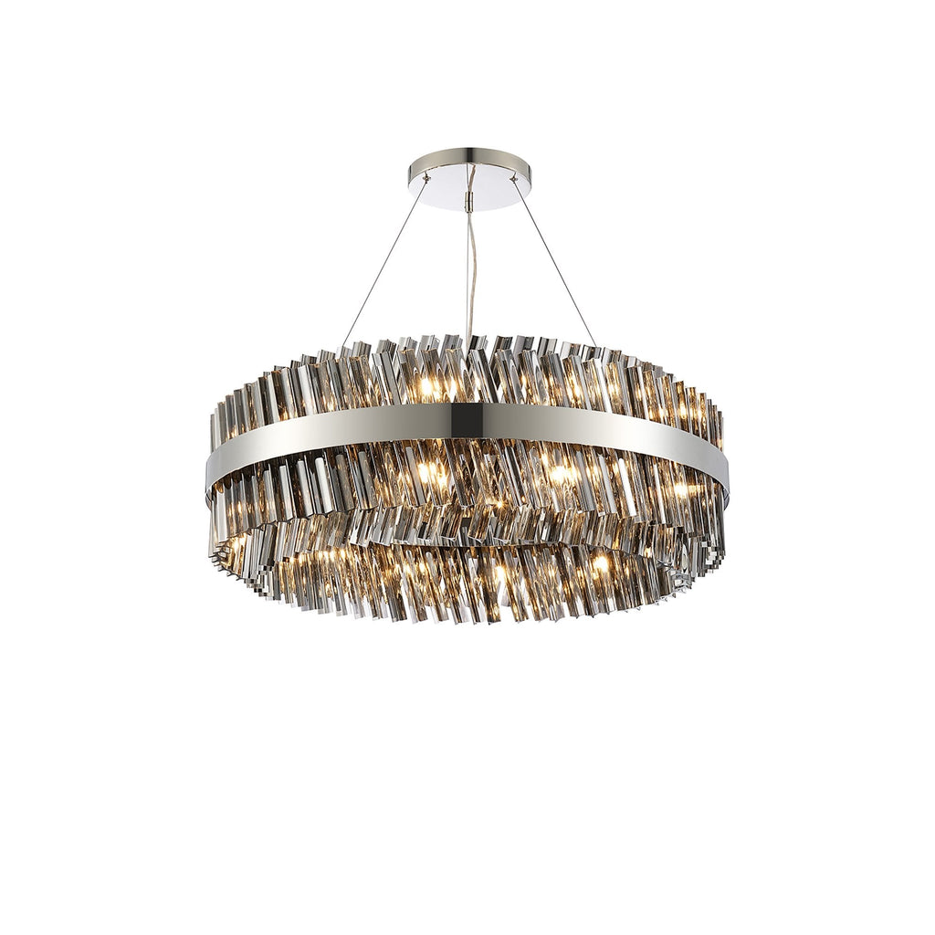 NL9502PN/SM9 Kaffer 24 Light Round Pendant Polished Nickel Smoke