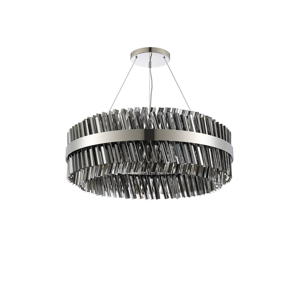 NL9502PN/SM9 Kaffer 24 Light Round Pendant Polished Nickel Smoke