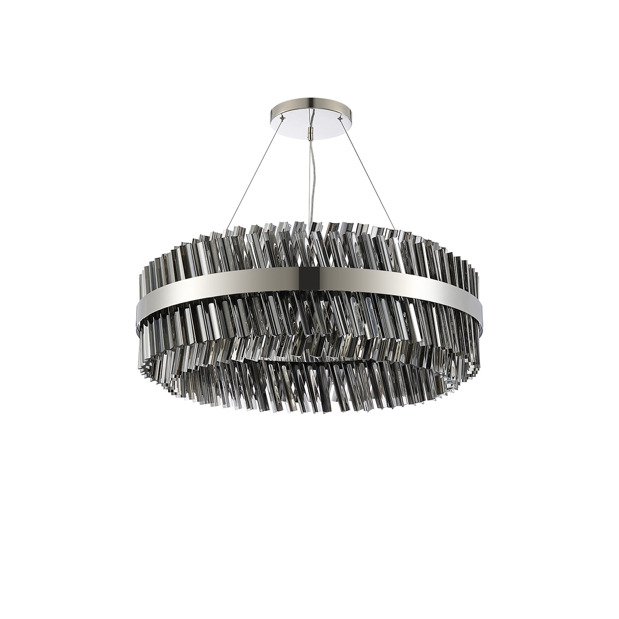 NL9502PN/SM9 Kaffer 24 Light Round Pendant Polished Nickel Smoke
