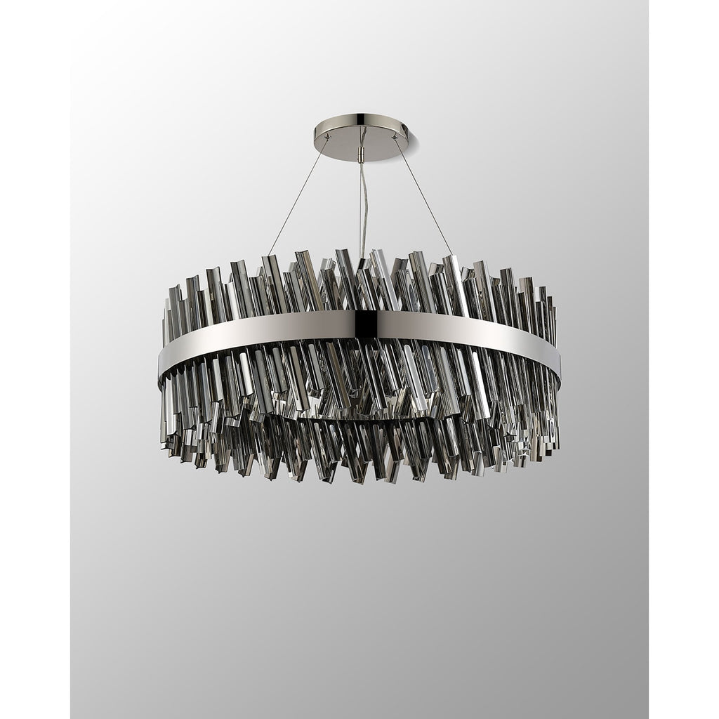NL9502PN/SM9 Kaffer 24 Light Round Pendant Polished Nickel Smoke