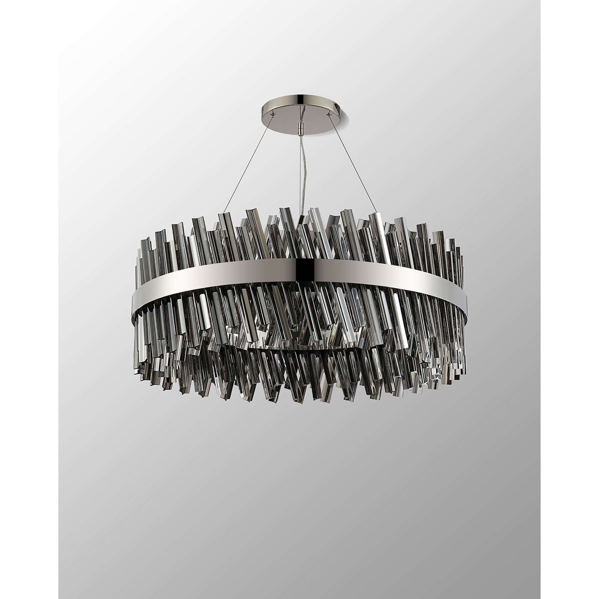 NL9502PN/SM9 Kaffer 24 Light Round Pendant Polished Nickel Smoke