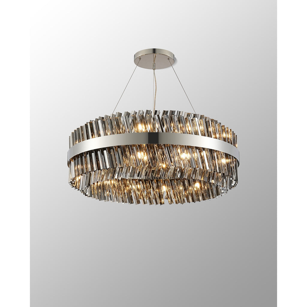 NL9502PN/SM9 Kaffer 24 Light Round Pendant Polished Nickel Smoke