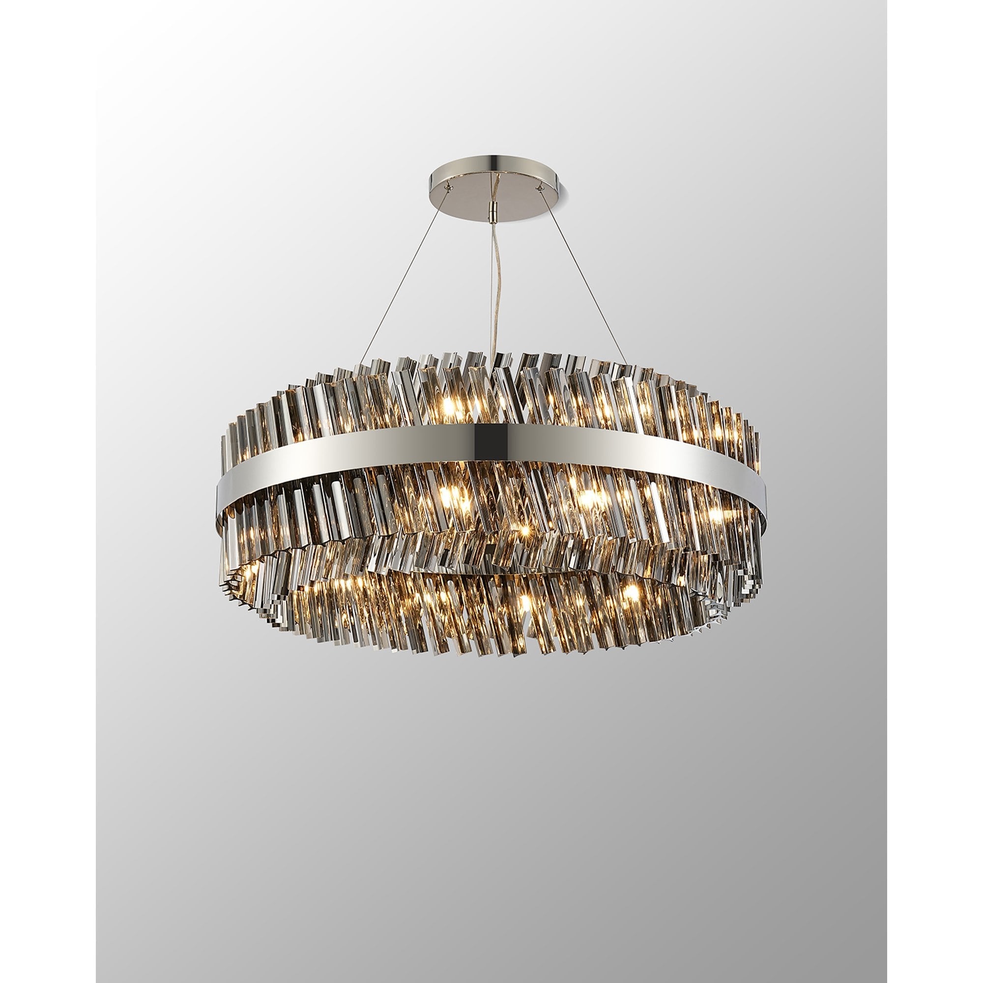 NL9502PN/SM9 Kaffer 24 Light Round Pendant Polished Nickel Smoke