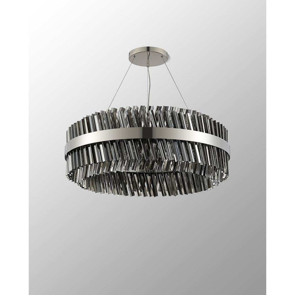 NL9502PN/SM9 Kaffer 24 Light Round Pendant Polished Nickel Smoke