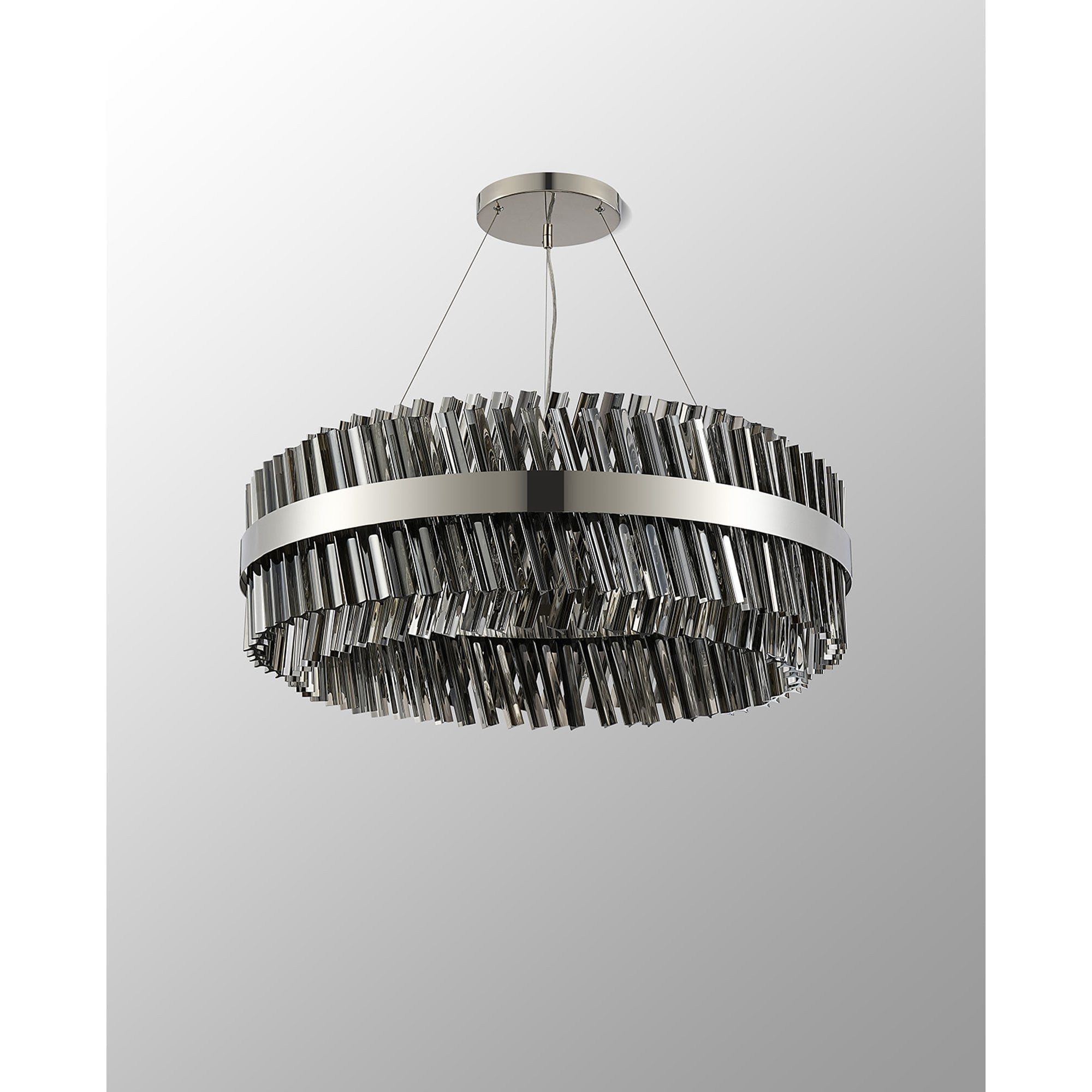 NL9502PN/SM9 Kaffer 24 Light Round Pendant Polished Nickel Smoke