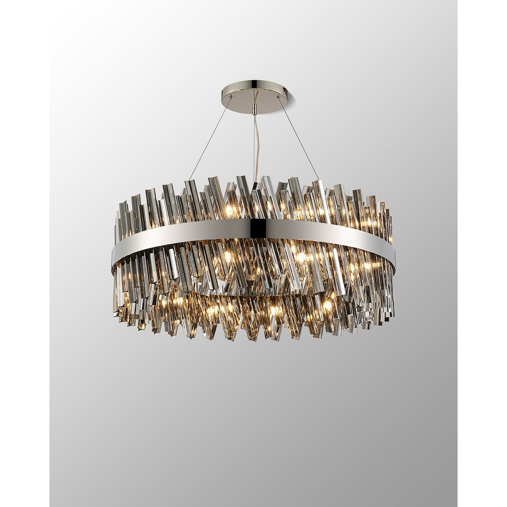 NL9502PN/SM9 Kaffer 24 Light Round Pendant Polished Nickel Smoke