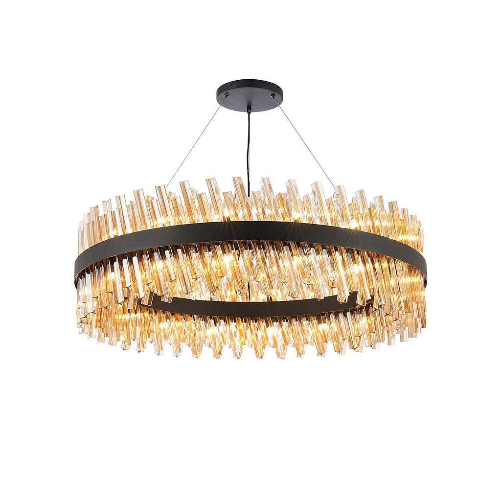 NL9504BL/AM9 Kaffer 32 Light Round Pendant Satin Black Amber
