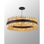 NL9504BL/AM9 Kaffer 32 Light Round Pendant Satin Black Amber