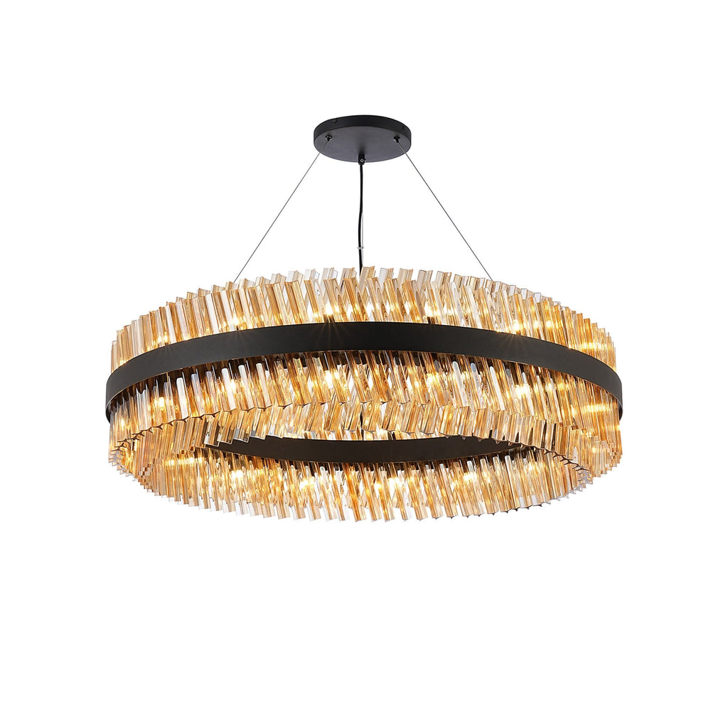 NL9504BL/AM9 Kaffer 32 Light Round Pendant Satin Black Amber