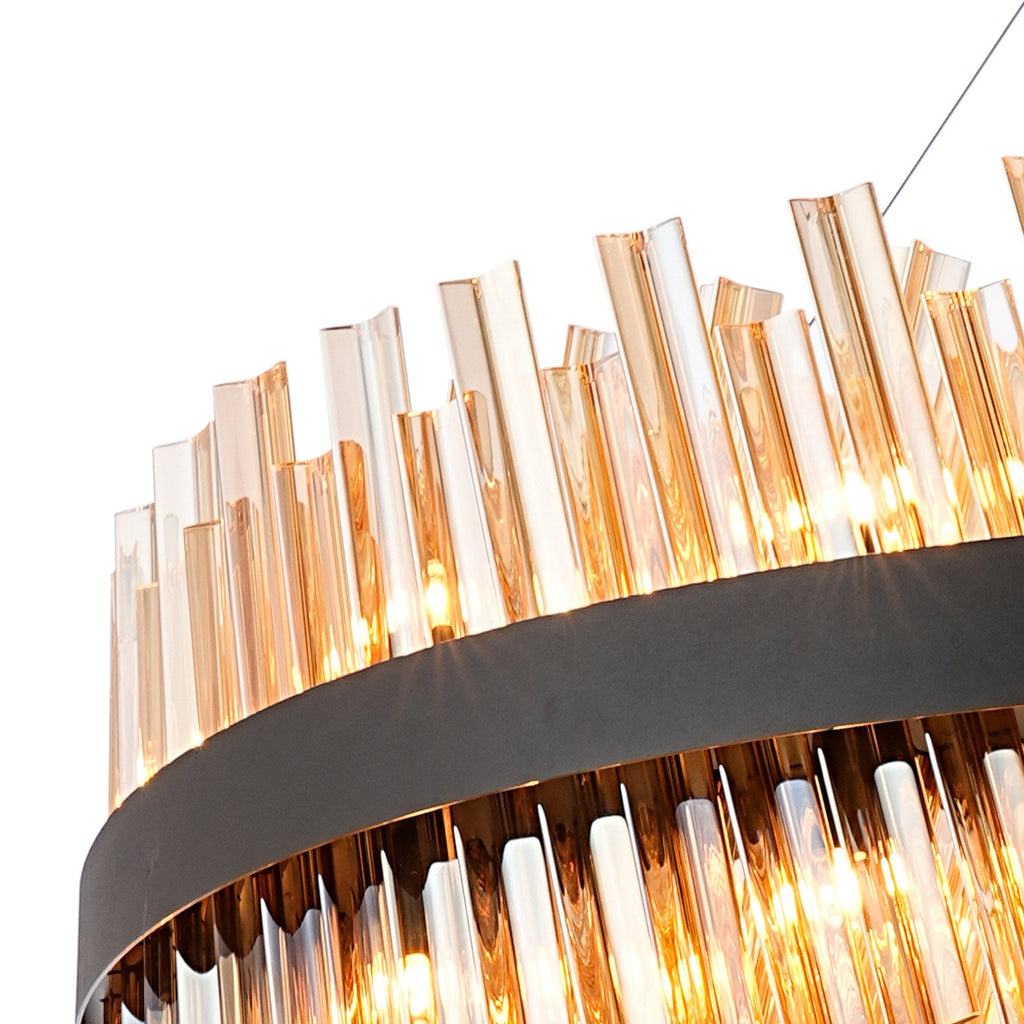 NL9504BL/AM9 Kaffer 32 Light Round Pendant Satin Black Amber